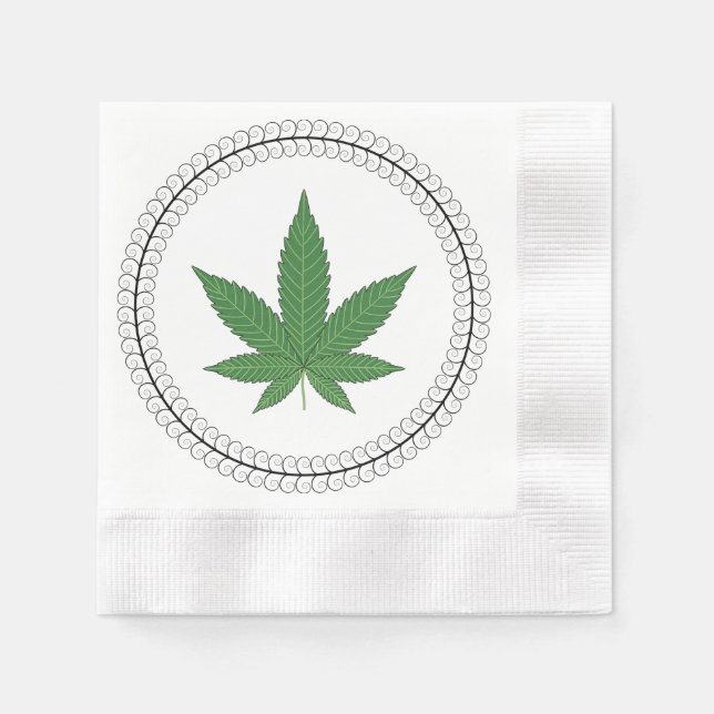 Weed Leaf Tree Swirl Trim Personalized Napkin (Front)