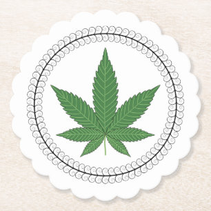 Weed Leaf Tree Swirl Trim Personalized Paper Coaster