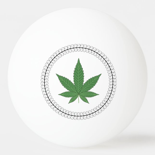Weed Leaf Tree Swirl Trim Personalized Ping Pong Ball (Front)