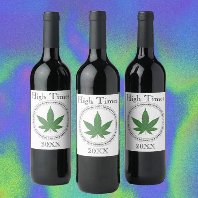 Weed Leaf Tree Swirl Trim Personalized Wine Label (Creator Uploaded)