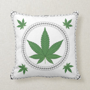 Weed Leaf Tree Swirl Trim Throw Pillow