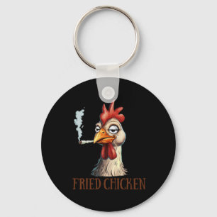 Weed Lover Chicken Smoking Stoned Fried Chicken Keychain
