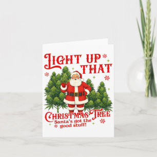 Weed Lover Smoking Light Up Christmas Tree Card