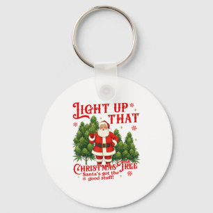 Weed Lover Smoking Light Up Christmas Tree Keychain