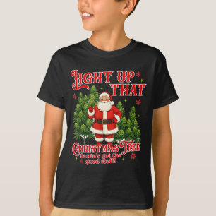 Weed Lover Smoking Light Up Christmas Tree  T-Shirt