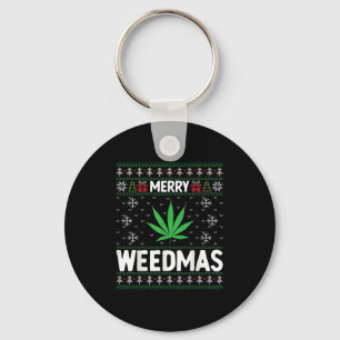 Weed Merry Weedmas Xmas Smoking Keychain