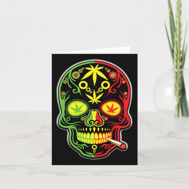 Weed Skull Stoner Mexican Cinco De Mayo  Card (Front)