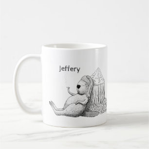 Weed Smoking Relaxing Beaver Funny Custom Name  Coffee Mug