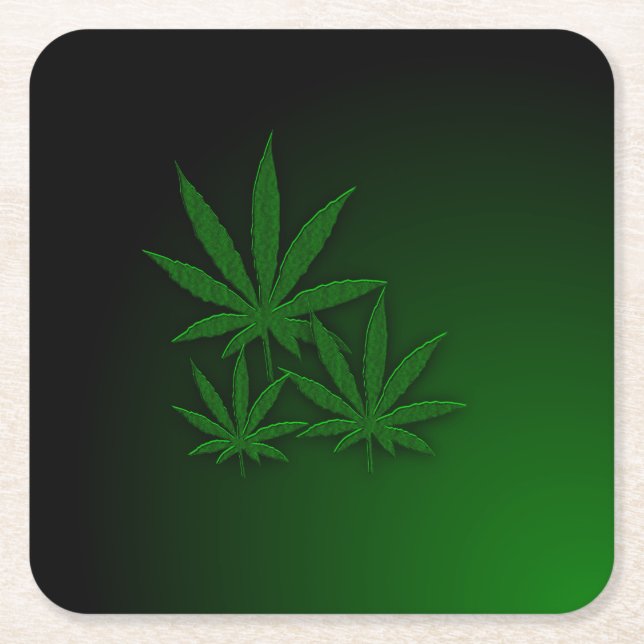 Weed Square Paper Coaster (Front)