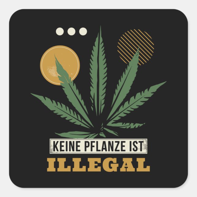 weed square sticker (Front)