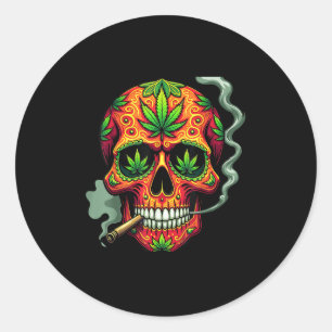 Weed Sugar Skull Mexico Cinco De Mayo Classic Round Sticker
