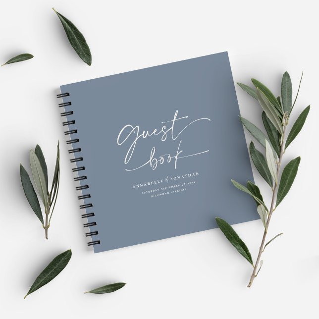 Weeding guest book dusty blue minimal modern (Creator Uploaded)