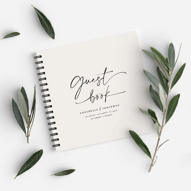 Weeding guest book natural cream minimal modern (Creator Uploaded)