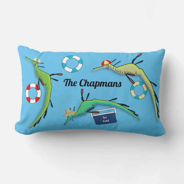 Weedy Sea Dragons Beach Design Lumbar Pillow (Front)