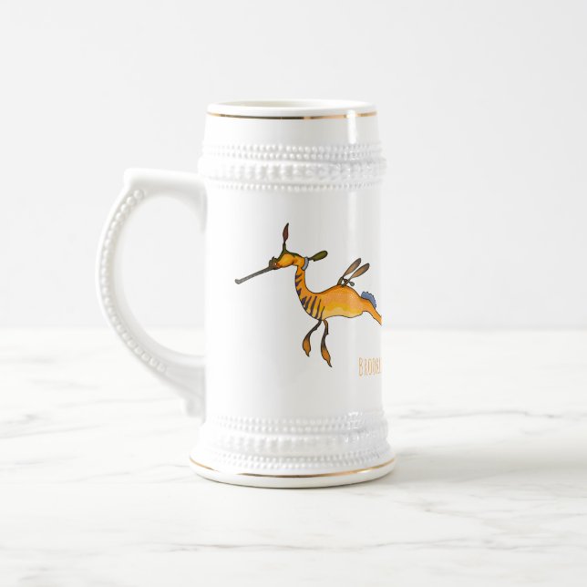 Weedy seadragon cartoon illustration  beer stein (Left)