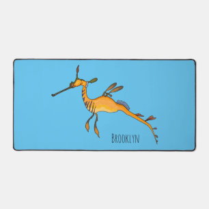 Weedy seadragon cartoon illustration  desk mat