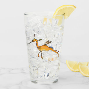 Weedy seadragon cartoon illustration  glass
