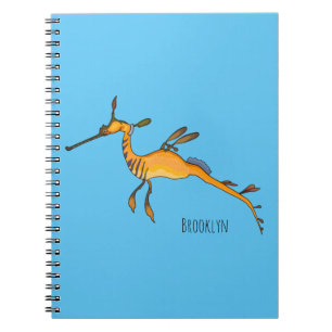 Weedy seadragon cartoon illustration  notebook