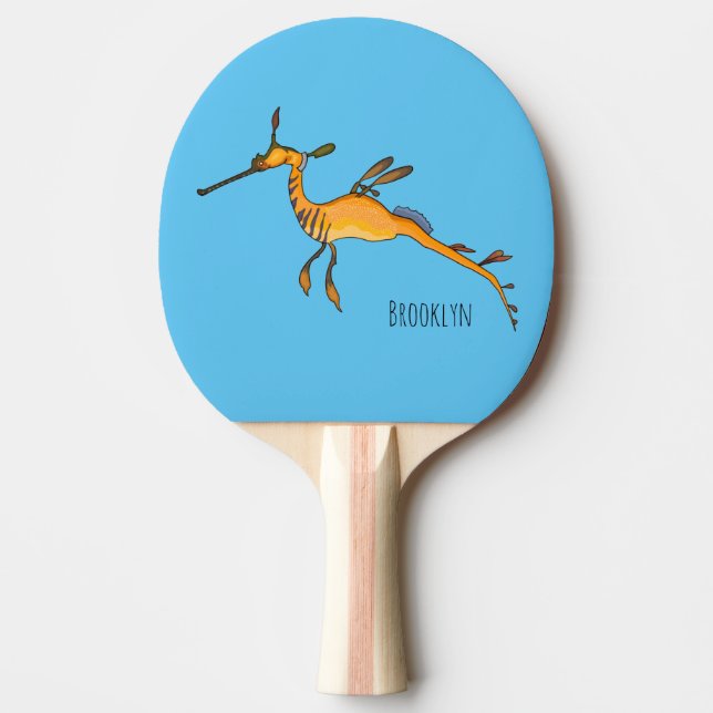 Weedy seadragon cartoon illustration  ping pong paddle (Front)