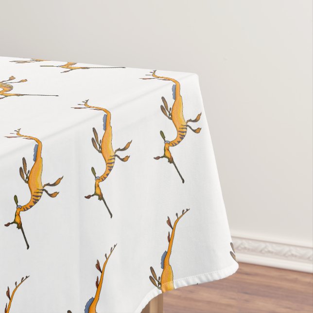 Weedy seadragon cartoon illustration tablecloth (In Situ)