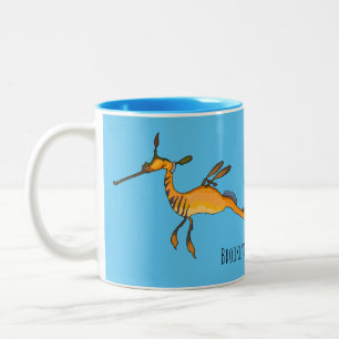 Weedy seadragon cartoon illustration   Two-Tone coffee mug