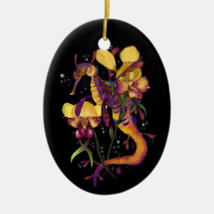 Weedy Seadragon with Orchids Ceramic Ornament