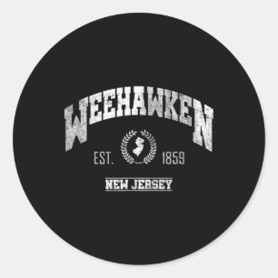Weehawken Nj New Jersey Vintage Throwback  Classic Round Sticker