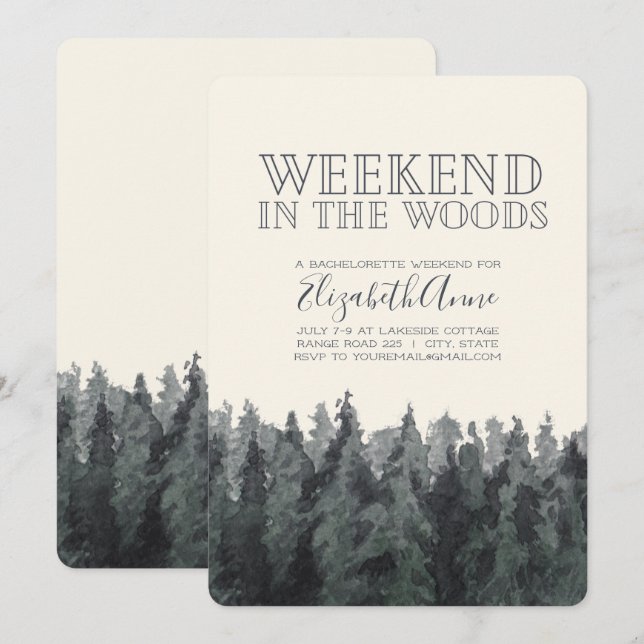 Week-end dans la Woods Party Invitation (Devant / Derrière)