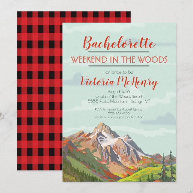 Week-end Getaway Mountain Woods Invitations (Devant / Derrière)