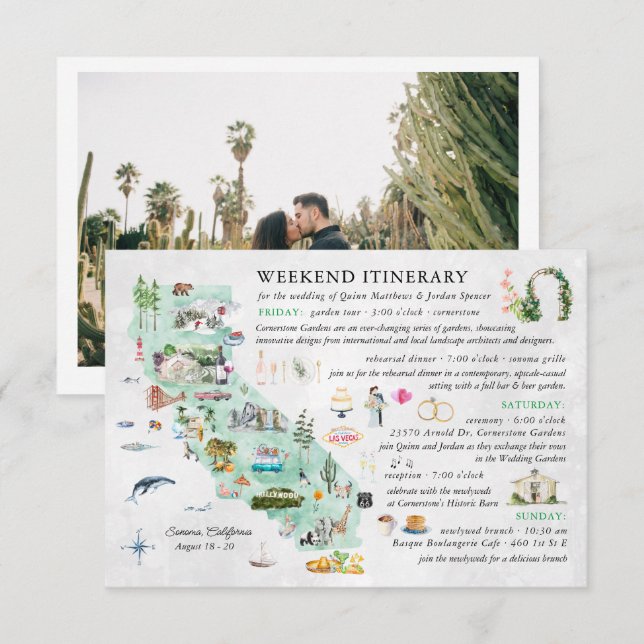 Week-end mariage à Napa | Carte d'itinéraire (Devant / Derrière)