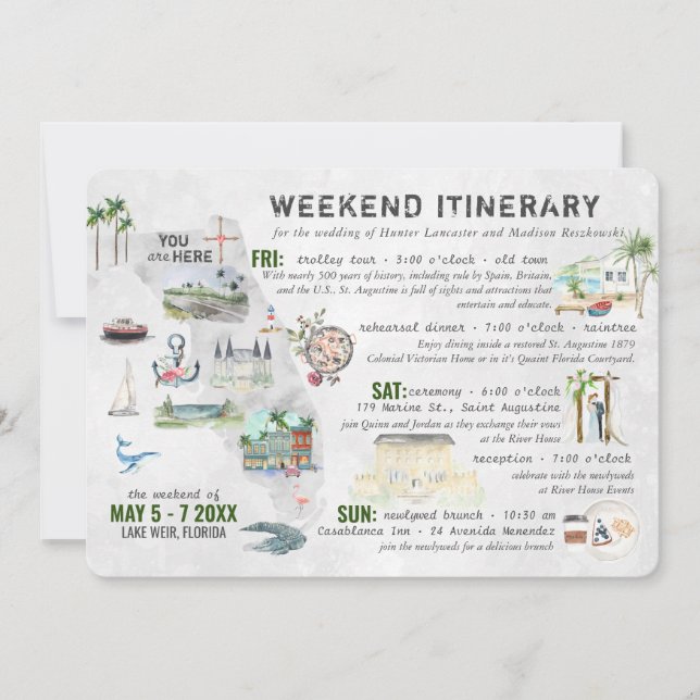 Week-end mariage en Floride Carte Itinéraire (Devant)