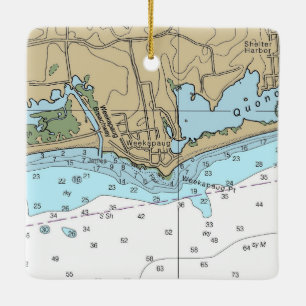 Weekapaug RI Chart Ceramic Ornament