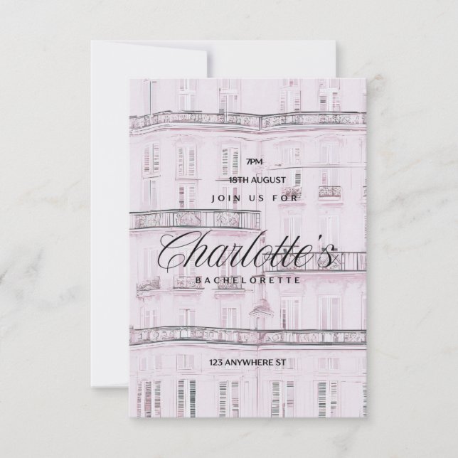Weekend a Paris Bachelorette  Invitation (Front)