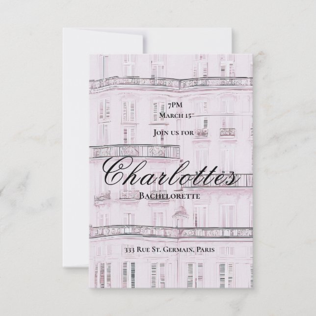 Weekend a Paris Bachelorette  Invitation (Front)