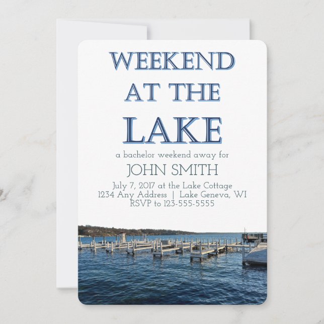 Weekend at the Lake Bachelor Party Invitation (Front)