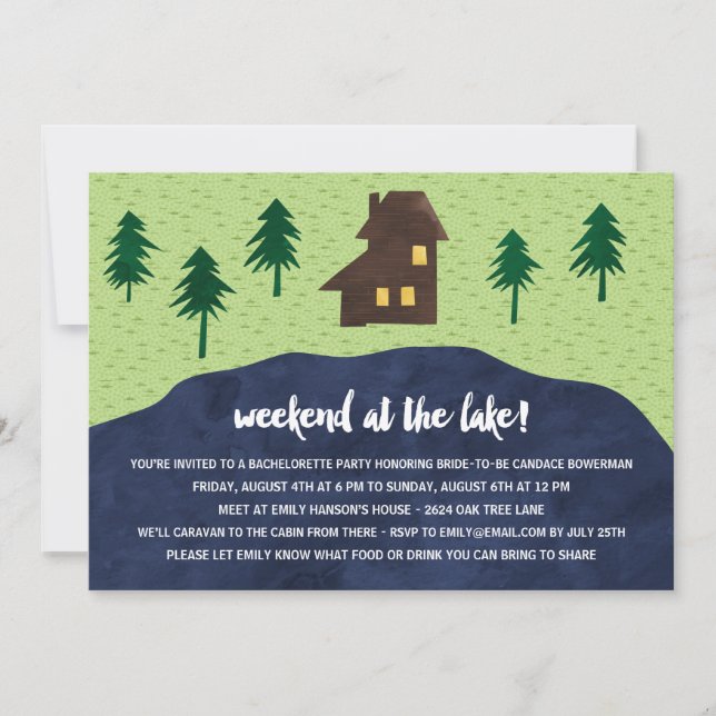 Weekend at the Lake | Rustic Bachelorette Party Invitation (Front)