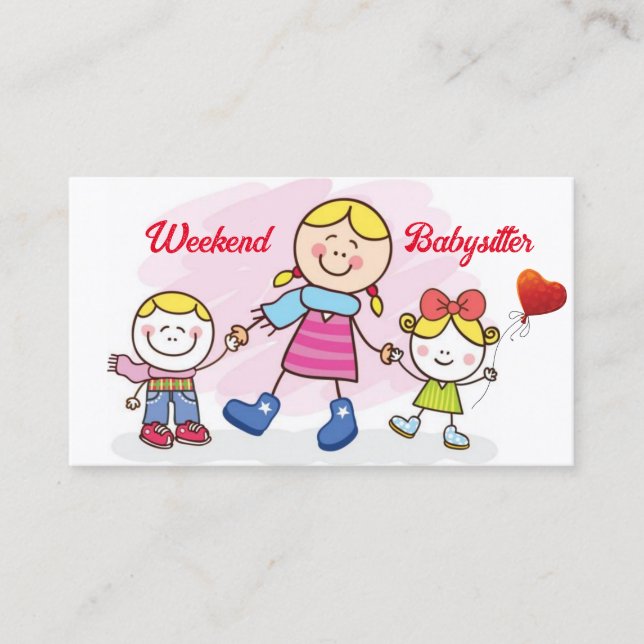 Weekend babysitter business card (Front)