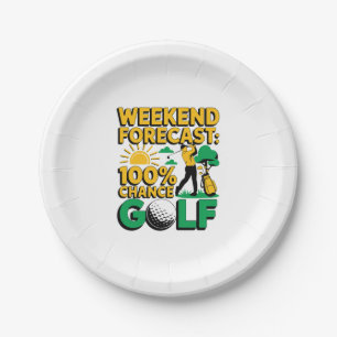 Weekend Forecast 100% Chance of Golf Paper Plate