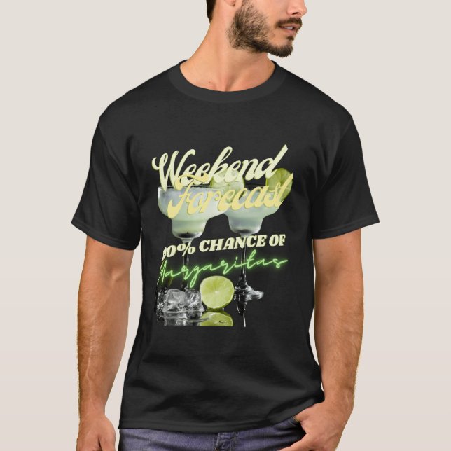 Weekend Forecast 100% Chance Of Margaritas Retro V T-Shirt (Front)