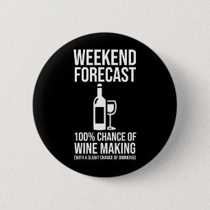 Weekend Forecast - 100% Chance of Wine Making 2 Inch Round Button