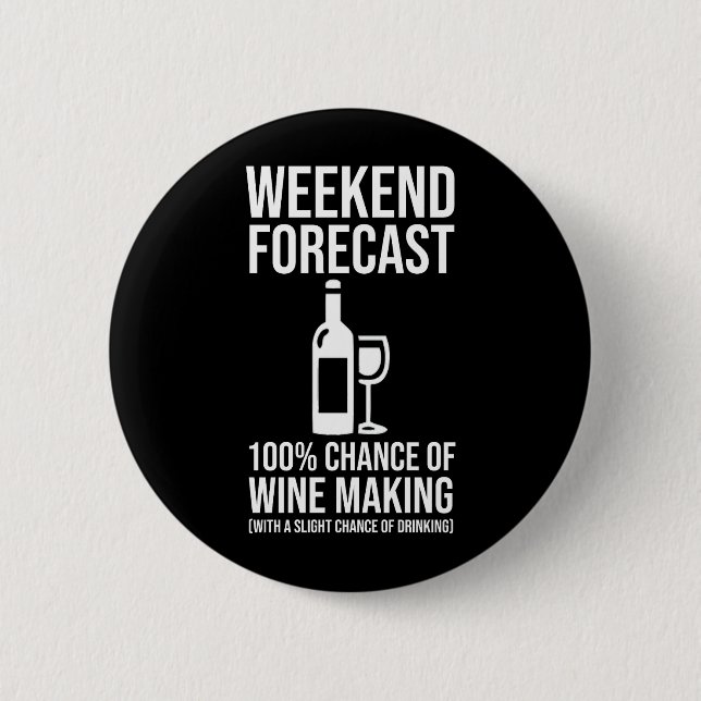 Weekend Forecast - 100% Chance of Wine Making 2 Inch Round Button (Front)