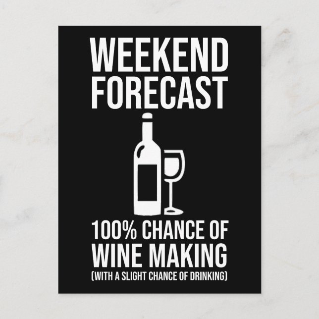 Weekend Forecast - 100% Chance of Wine Making Postcard (Front)