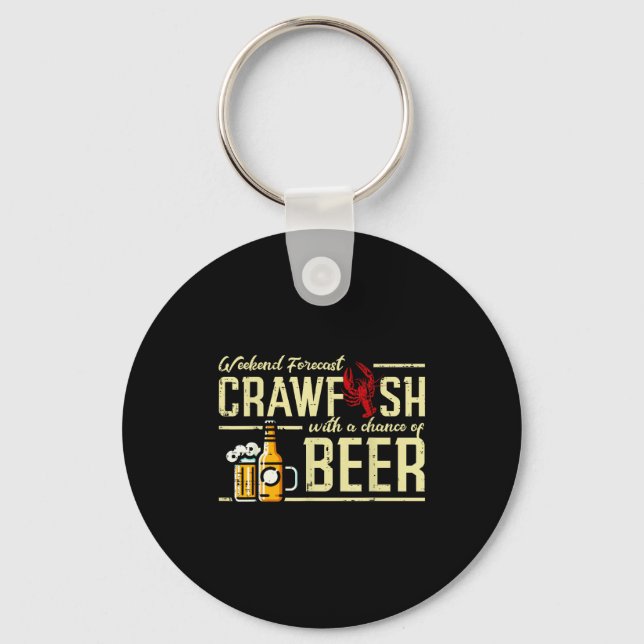Weekend Forecast Crawfish Beer Funny Crayfish Dad  Keychain (Front)