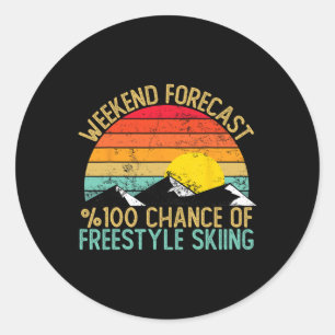 Weekend Forecast Freestyle Skiing Shirts Funny Ret Classic Round Sticker