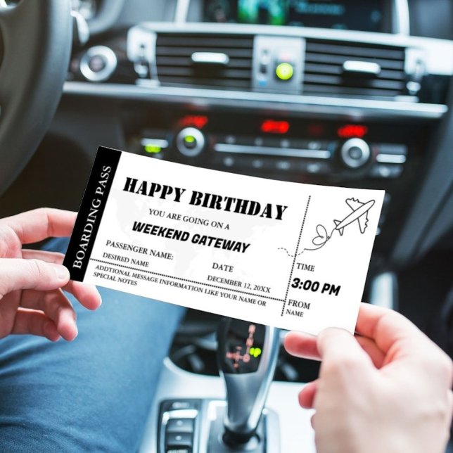 Weekend Getaway Birthday Boarding pass Ticket Invitation (Creator Uploaded)