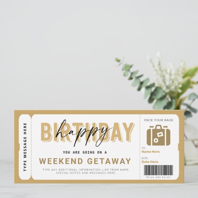 Weekend Getaway Voucher Hotel Stay Gift Ticket (Standing Front)