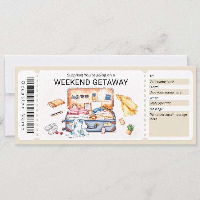 Weekend Getaway Voucher Invitation (Front)