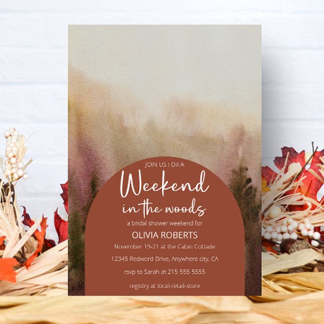 Weekend in the wood Forest Terracota Bridal Shower Invitation (Creator Uploaded)
