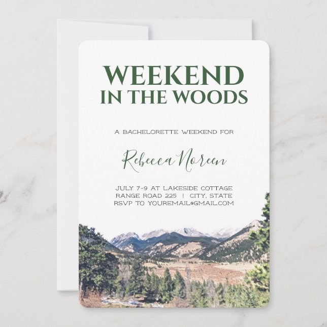 Weekend in the Woods Bachelorette Party Invitation (Front)