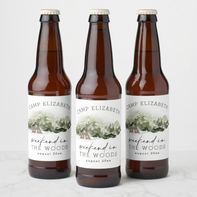 Weekend in the Woods Camping Bachelorette Beer Bottle Label (Bottles)